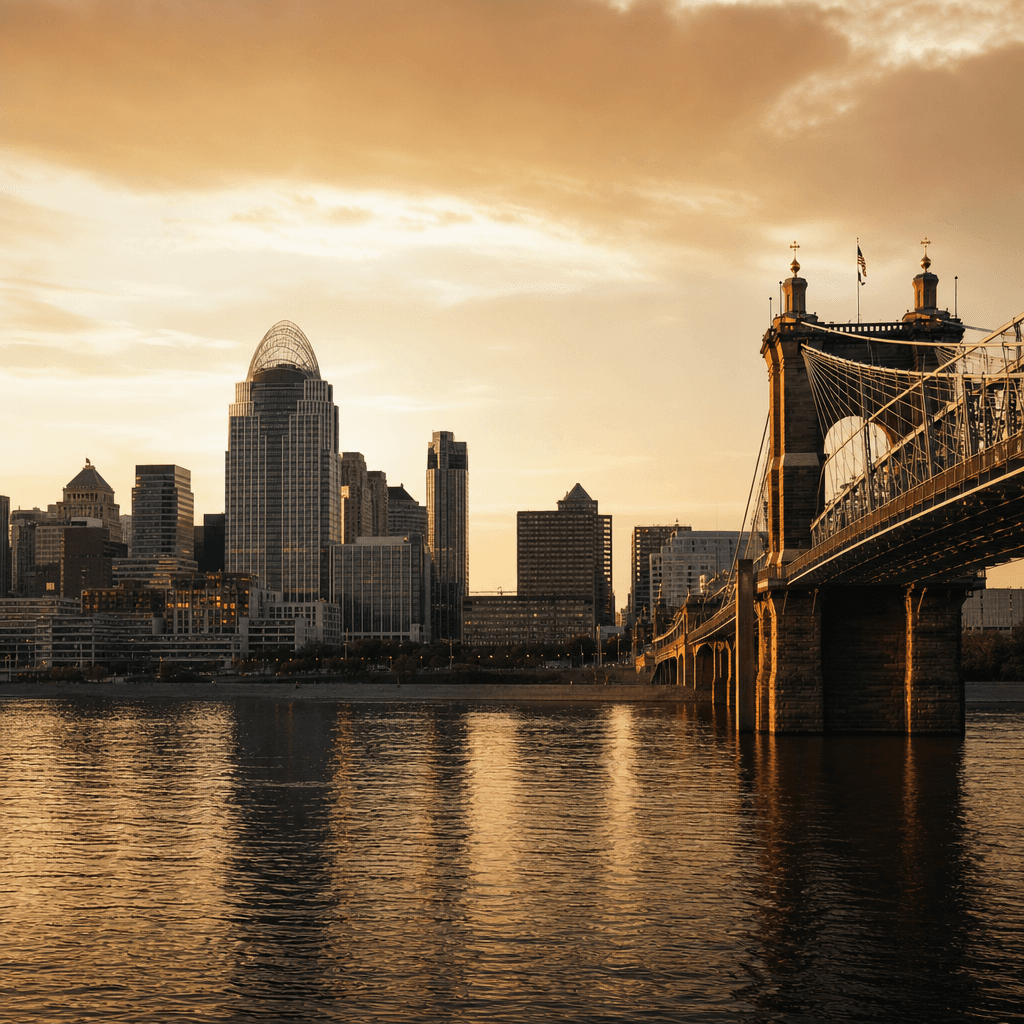 Cincinnati skyline at golden hour